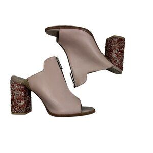 Right Bank Shoe Company Jewel Encrusted Block Heel Mule Shoes Women's Size 7